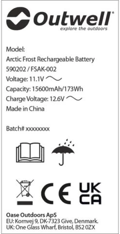 Outwell Oplaadbare Accu Voor Arctic Frost Koelboxen -Outwell Winkel 1069 1900 accu 4
