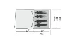 Easy Camp Galaxy 400 Rustic Green Tunneltent - 4 Personen -Outwell Winkel 120391 galaxy 400 rustic green drawing floorplan3