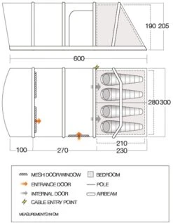 Vango Aether Air 450XL Opblaasbare Tent - 4 Persoons -Outwell Winkel 1900 1514 aether air 450xl floorplan 01