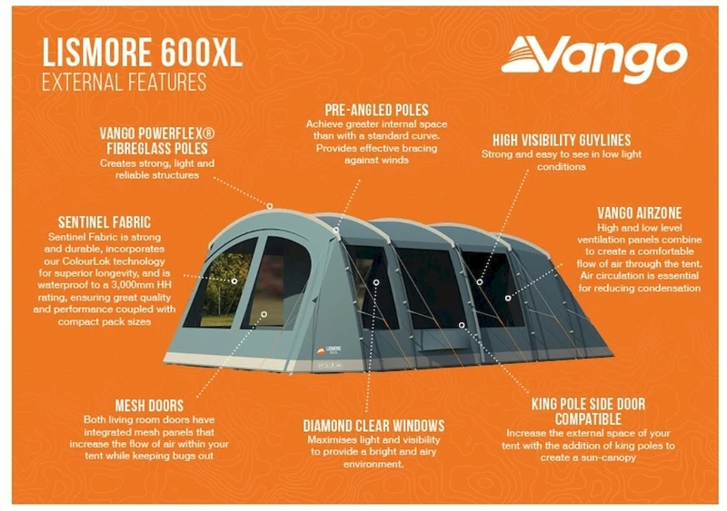 Vango Lismore 600XL Tunneltent - 5 Persoons - Groen 6 Vango Lismore 600XL Tunneltent - 5 Persoons - Groen - Afbeelding 4