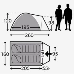 Kampa Brighton Grey 2 Tunneltent - 2 Persoons -Outwell Winkel 1900 1897 floorplan grey 2